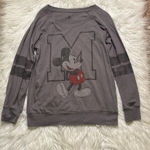 Disney Parks Womens Small Top Mickey Mouse Gray Long Sleeve